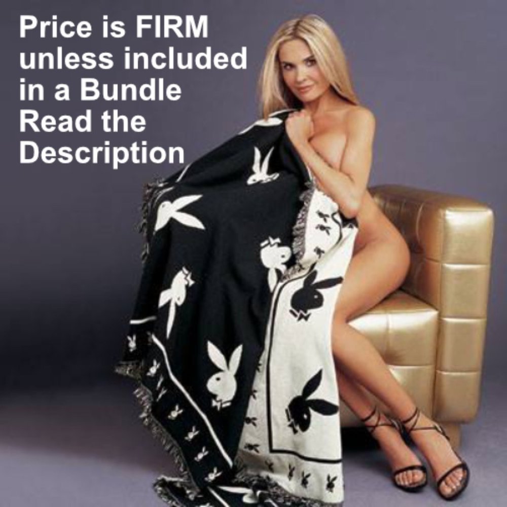 LAST ONE - Vintage Playboy Reversible Woven Blanket Throw NWT